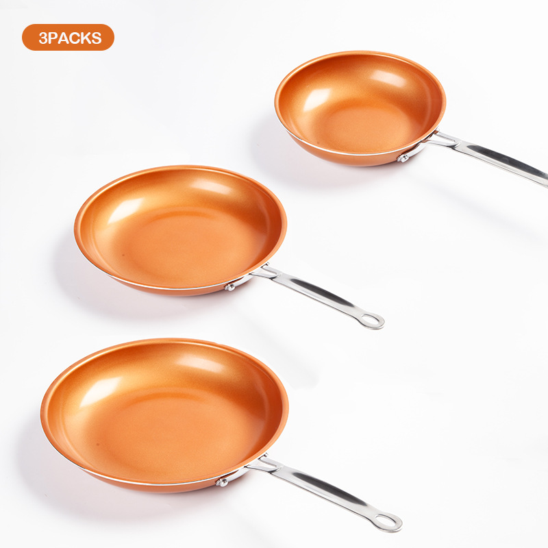 Utensilios de cocina al aire libre pan de cobre de la familia al aire libre de doble uso sartén antiadherente Cocina de Inducción llama abierta revestimiento cerámico universal