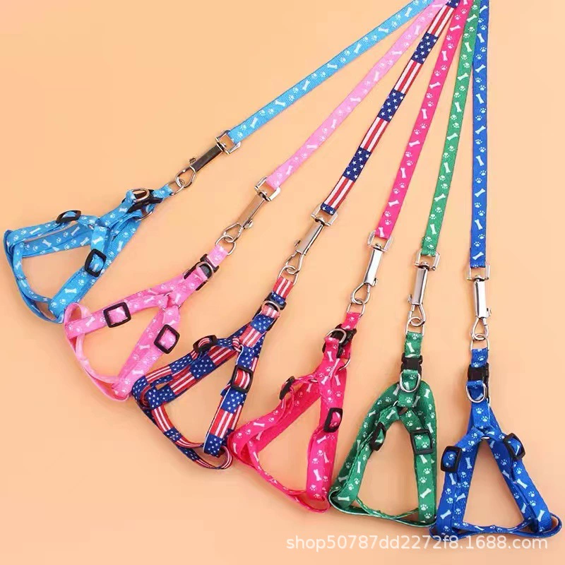 Трансграничная тяга для домашних животных чистый цвет мультфильм печатных собака тяговый трос цепь веревка маленькая собака ремень
