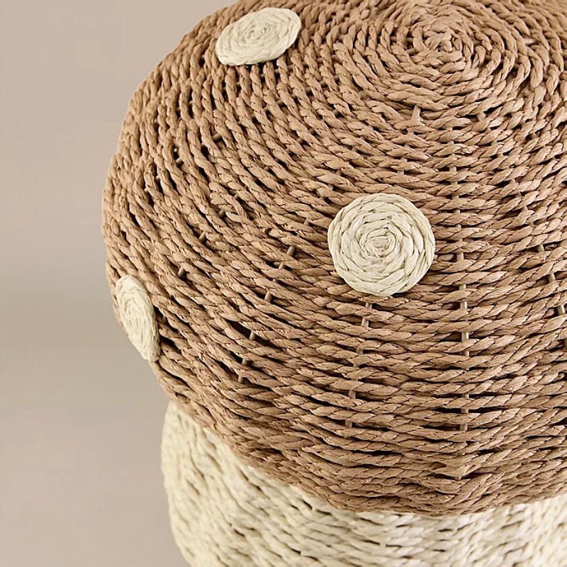Cesta de almacenamiento de juguetes para niños en forma de hongo nórdico tela de caña canasta de peluche sala de estar caja de almacenamiento de dormitorio