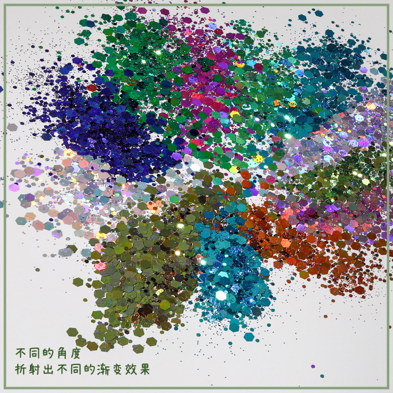 2022 lentejuelas de uñas populares transfronterizas camaleón joyería Rosa gradiente colorido lentejuelas grandes traje DIY pegatinas de uñas