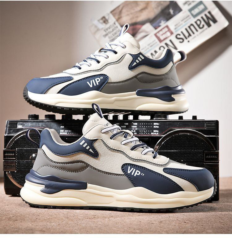 Giày thể thao nam da nhân tạo cổ thấp đế EVA chống trượt, kiểu sneaker thường ngày — A505 màu xanh, A505 đen chi tiết 3