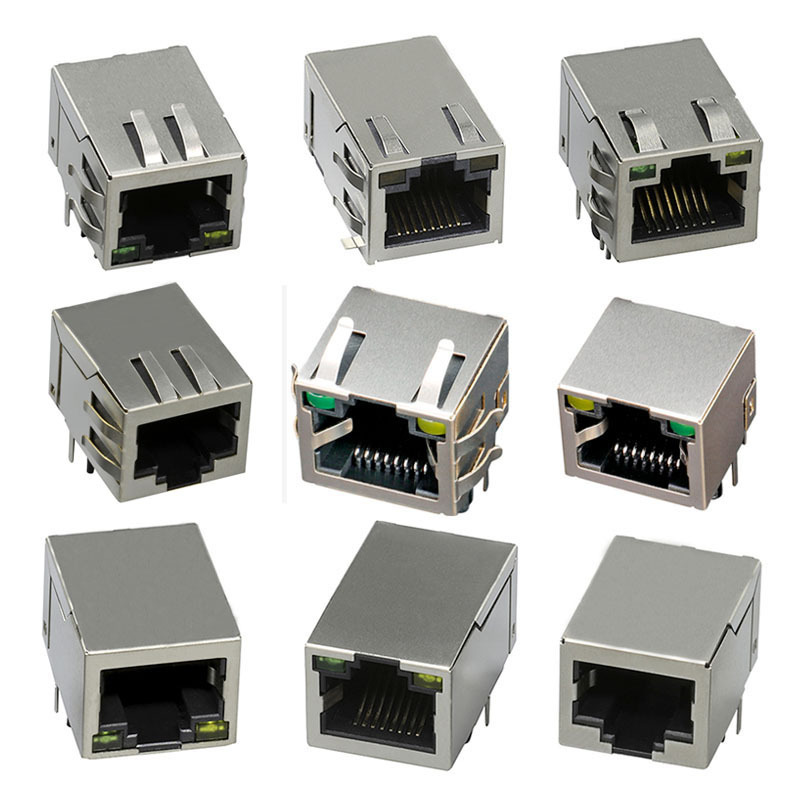 RJ45插座集成变压器百兆千兆RJ45连接器8P8C RJ45网络接口-阿里巴巴