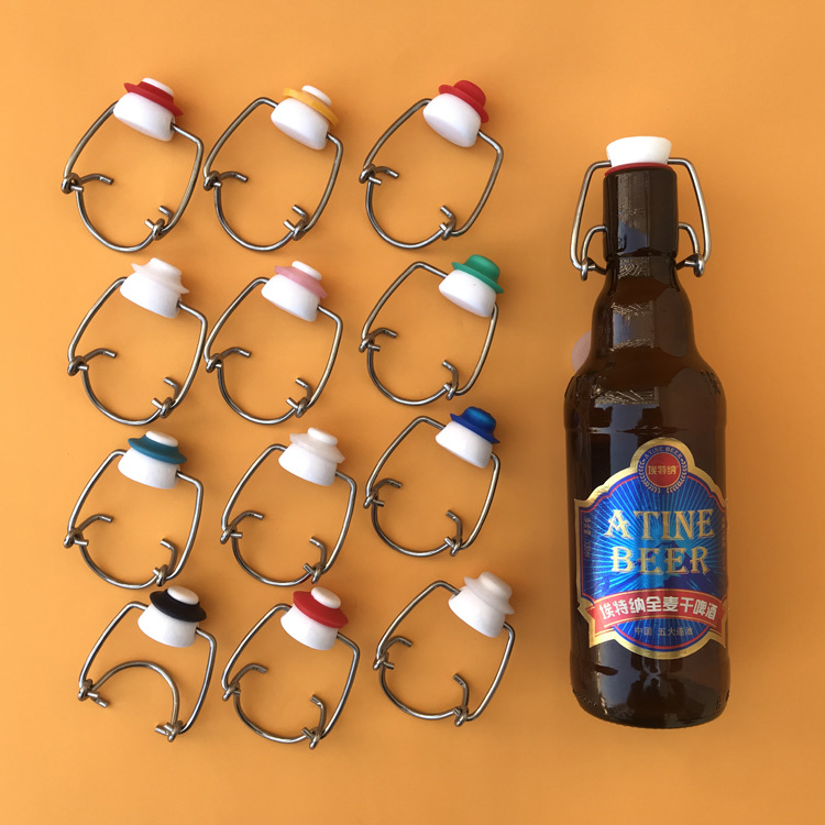 摇摆酒瓶盖 钢丝摇摆白盖 玻璃瓶卡扣啤酒瓶摇摆盖 卡扣瓶盖定制