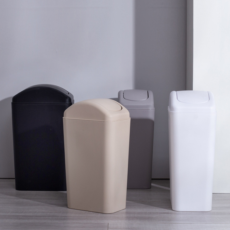 Household living room rocking cover trash can bathroom gap-type deodorant storage bucket with lid office narrow-type wastebasket