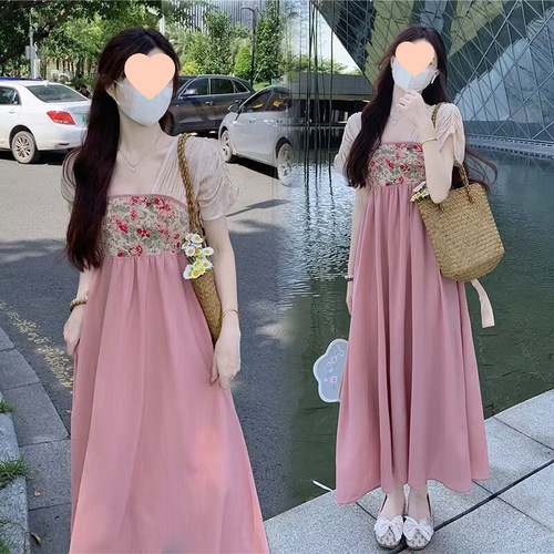 Modified Hanfu National Style Dress for Girls - Fairy Tale Ancient Style Dress with Zipper and Four-Dimensional Stretch Fabric