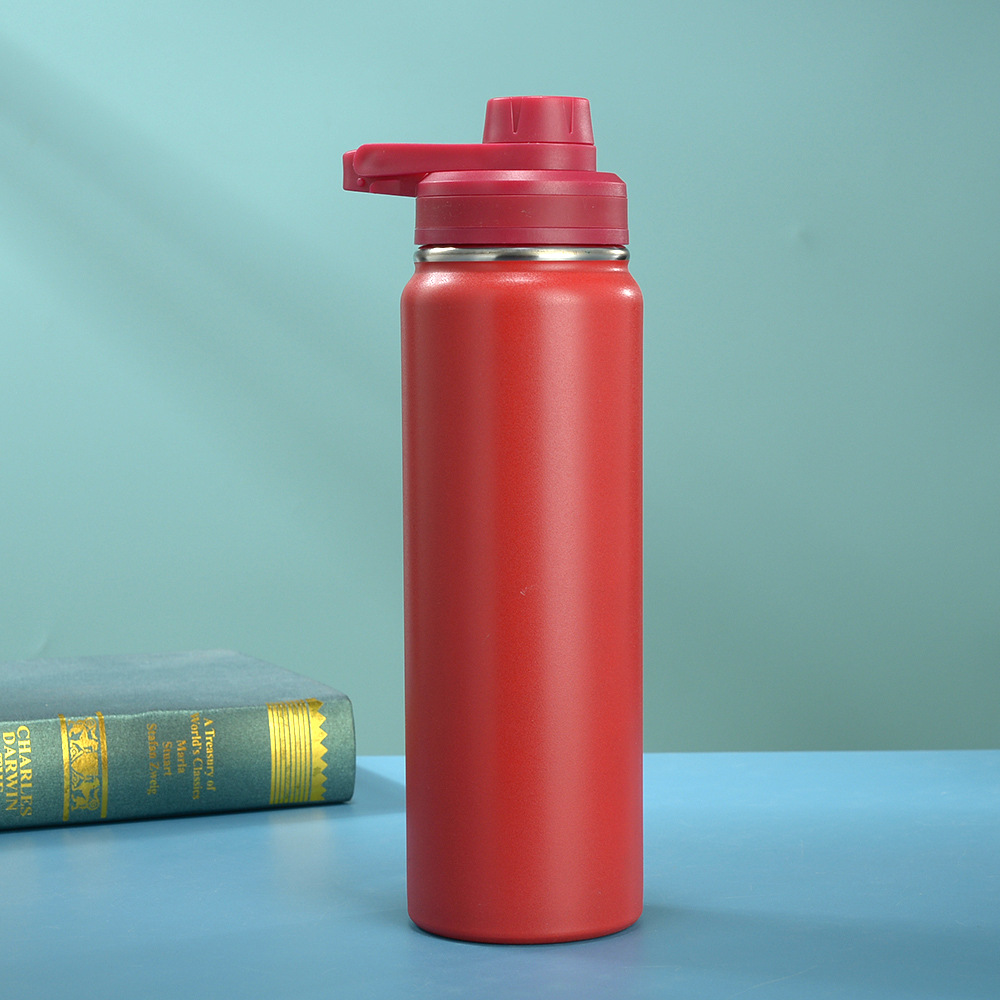 Nueva doble capa de acero inoxidable botella espacial cubierta de boca inclinada portátil al aire libre botella deportiva vacío taza de aislamiento de calor