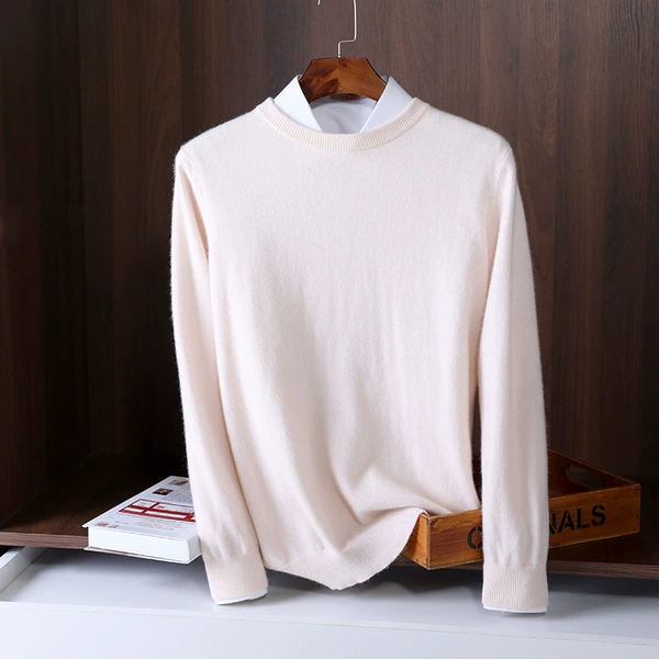 With a round collar, beige