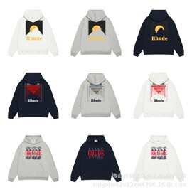 长期有跨境外贸Rhude骏马落日印花明星款潮流宽松个性印花连