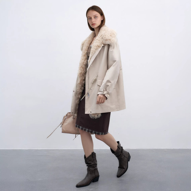 Jiarong Workwear Detachable Tuscany Fur Collar down Parka Mid-Length Coat Idealist Jiarong Workwear Detachable Tuscany Fur Collar down Parka Mid-Length Coat Idealist