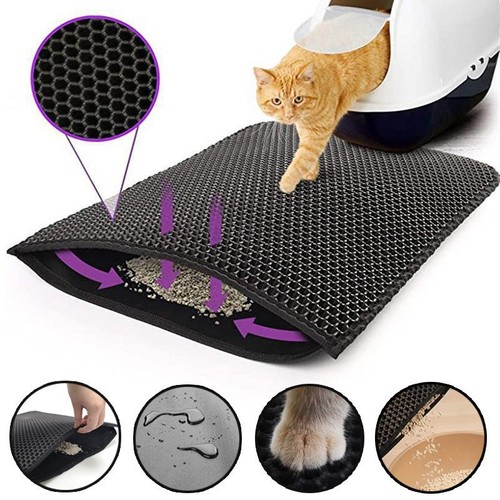 Cross-border Bestselling EVA Double Layer Cat Litter Mat Filter Durable Sand Trapping Mat Pet Mat for Wholesale