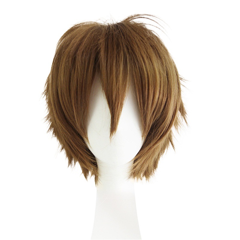 Para cross-border Peluca de Color Universal de los hombres cos pelucas anime peluca conjunto Cosplay anti-rizado pelo corto