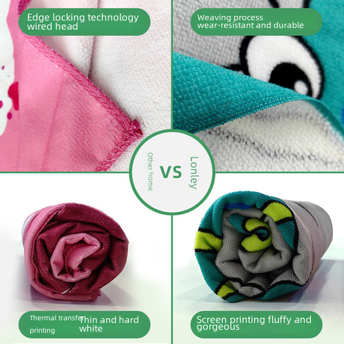 Longli Cross-border Children's Hooded Towel Robe Quick-drying Absorbent Beach Towel with Cartoon Swimming Print