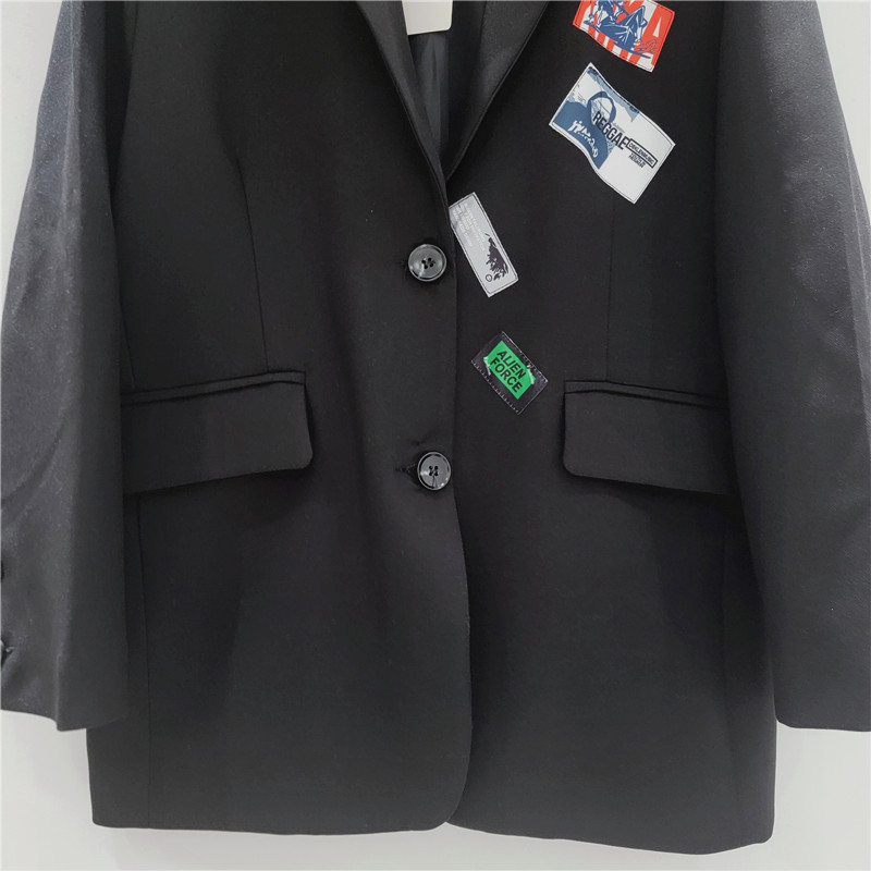 Chaqueta de Traje con Estampado y Parches Poliéster Estampado Decorativo para Primavera y Otoño image 4