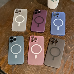 新型Apple対応15Promaxアイスミスト精密穴あきスマホケースiPhone14マットPC磁気吸着17防塵耐衝撃
