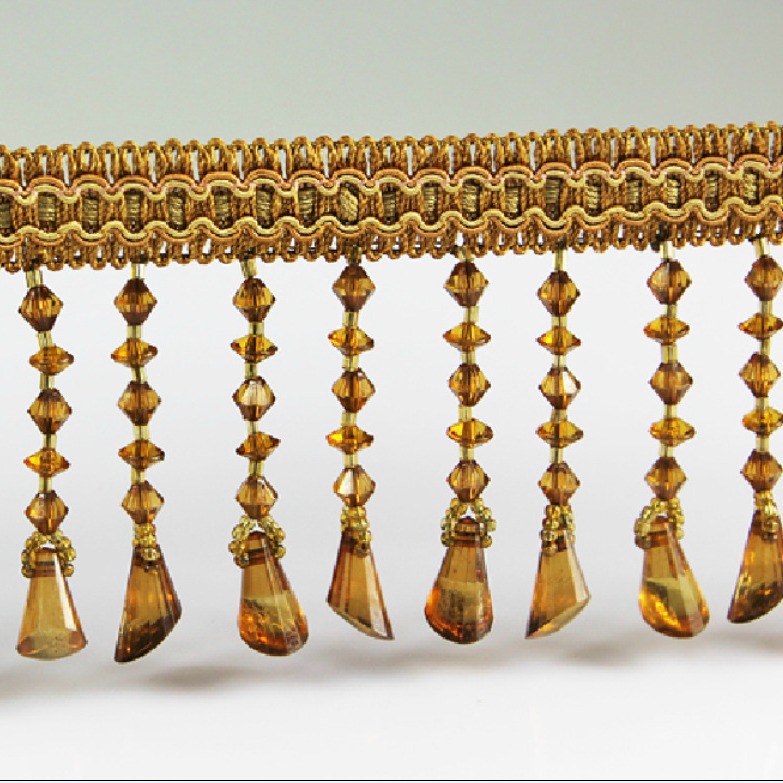 益中厂家直销各种材质13厘米窗帘串珠子花边专业做供应