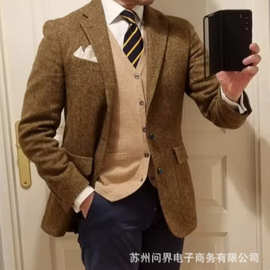 新款男士西装人字形单外套男式婚纱休闲修身新款西装和男士晚礼服