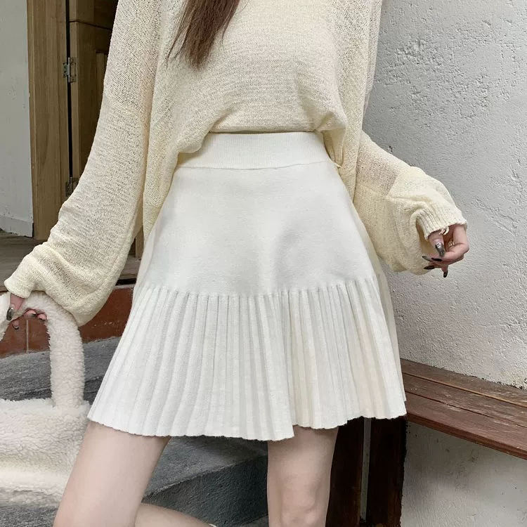 2025 Академия ветра вязаная плиссированная юбка