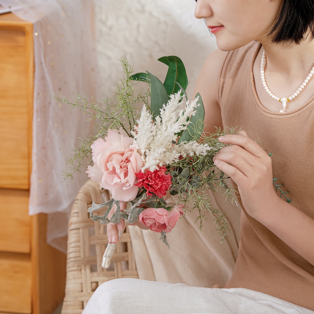 綠植物INS跨境手捧花絡新婦仿真花廠家假花批發婚慶裝飾品MW99324