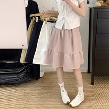 慵懒风百搭显瘦蓬蓬a字裙女2025夏新款半身裙小个子高腰简约中裙