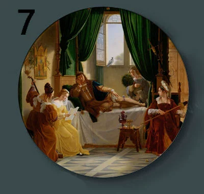 Декоративная тарель с масляной росписью Louvre, европейская настенная керамическая панель, декоративная тарелка для гостиной, для винного шкафа или ТВ-тумбы