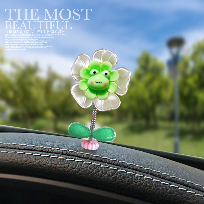 [Explosión] Douyin nuevo adorno de coche flor de cabeza sacudida pequeño animal adorno de coche adornos de primavera lindo panda