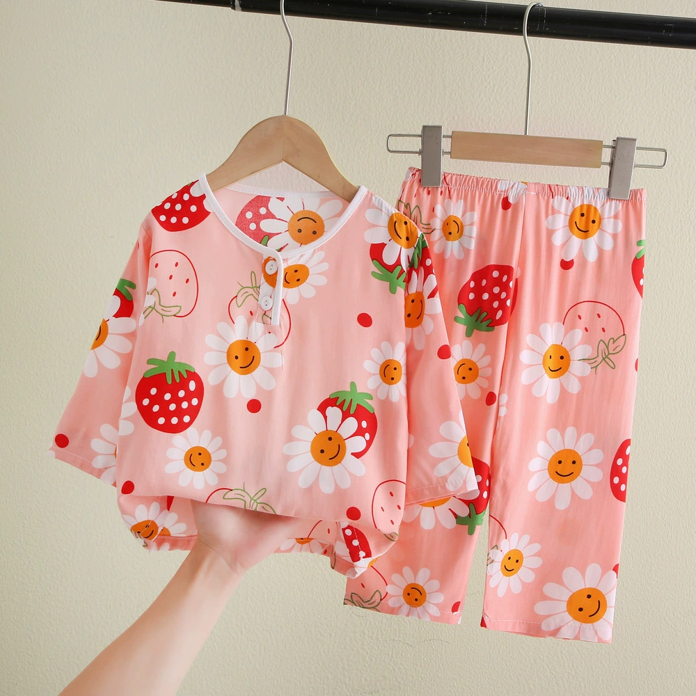 Children's summer pajama for boys — thin long-sleeve, multiple prints, sizes for heights 60–155 cm