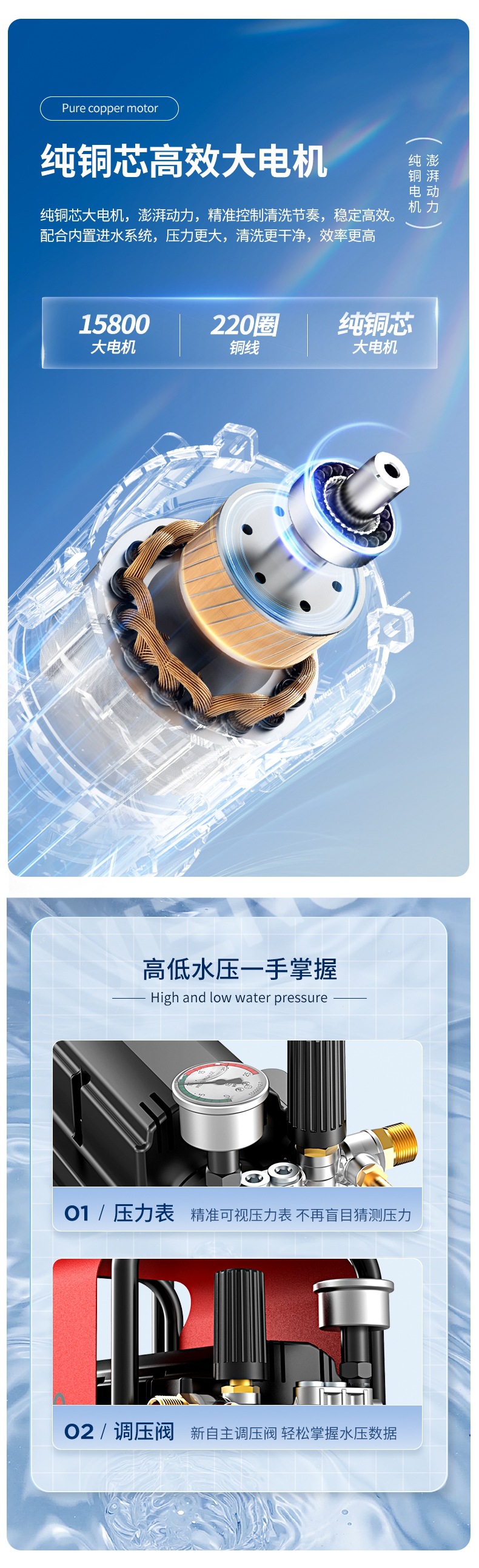 Car Washing Machine 220V Household High-Pressure Water Pump High-Power Supercharged Super-Powerful Floor Washing Artifact Car Brush Water Gun Cleaning Machine