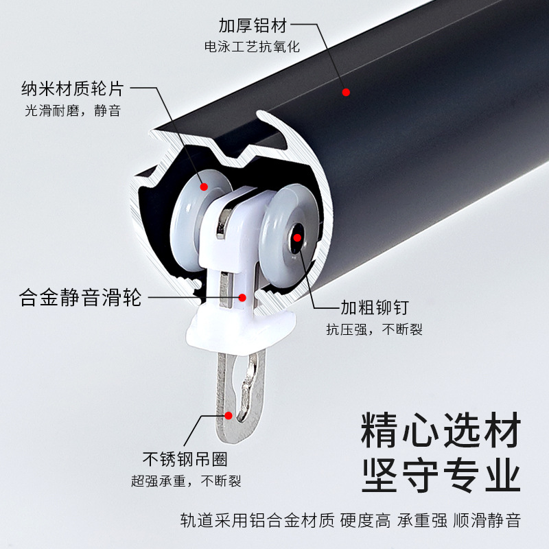 Aluminum alloy Roman rod slide rail integrated rod curtain rod track 90 degree turnable curtain rod slide rail Roman rod