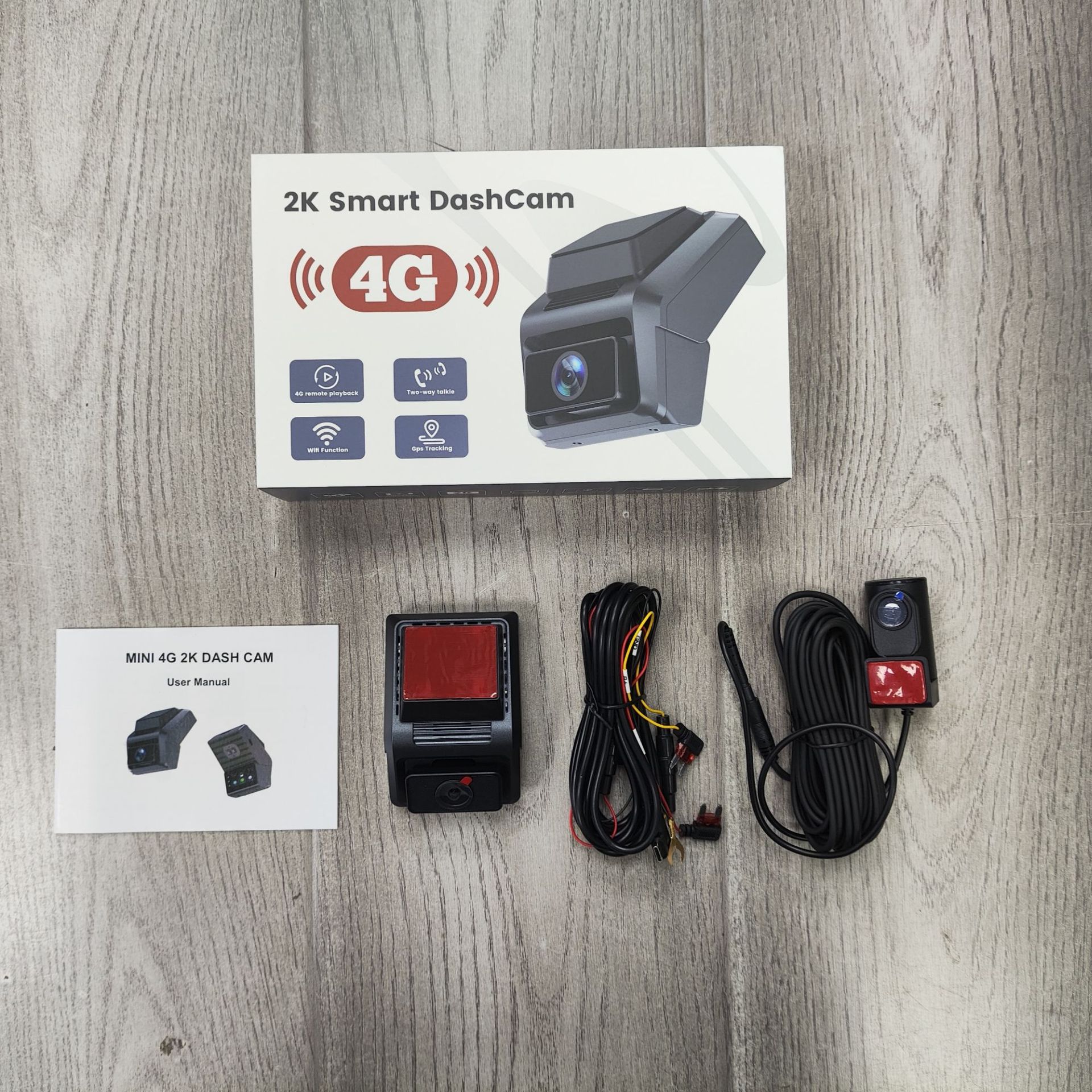4G Dash Cam with Remote Real-Time Connection, 2K Front and Rear Recording