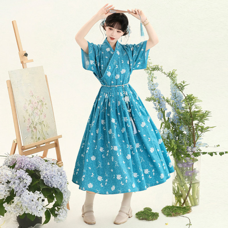 Original Hanfu Tinglan Improved Han-Style Dress with Chinese Elements, Daily Wear, Chinese Style, Fresh and Simple, Summer