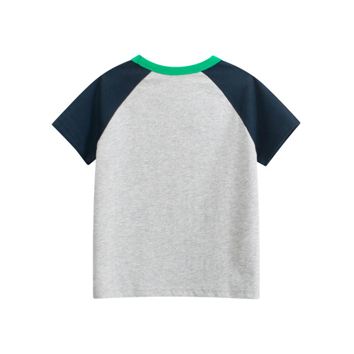 27kids Korean children's fashion summer 2025 new boy letter short-sleeved T-shirt baby clothes drop shipping one piece