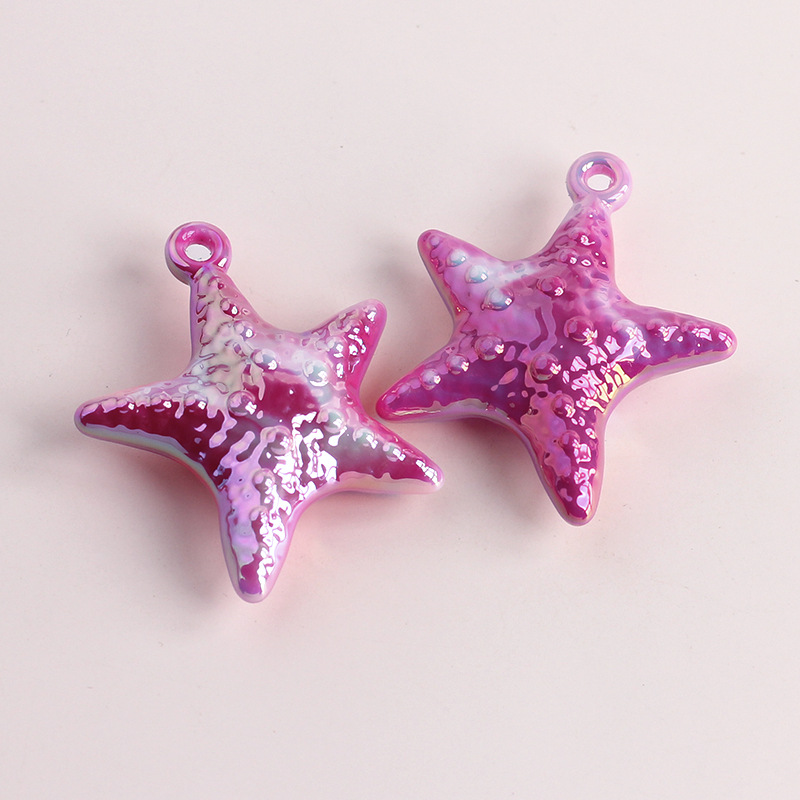 Starfish Pattern 1 Piece Acrylic Starfish Polished Pendant Charms