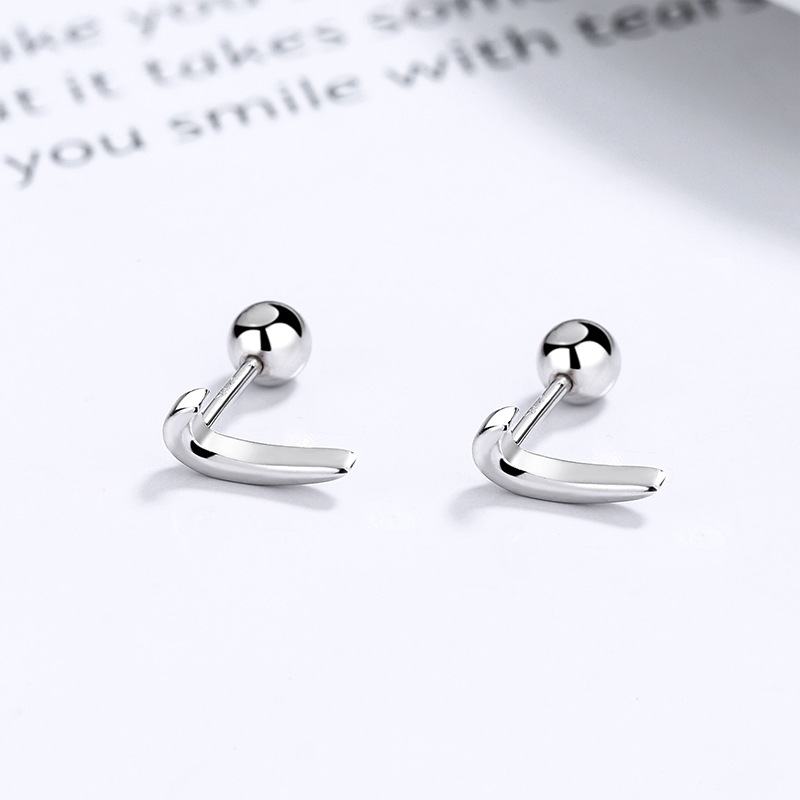 Check Nike Thread Earrings Women's 925 Sterling Silver Trendy Male and Female Niche Design Distinctive Ear Nail Simple ins Decoration