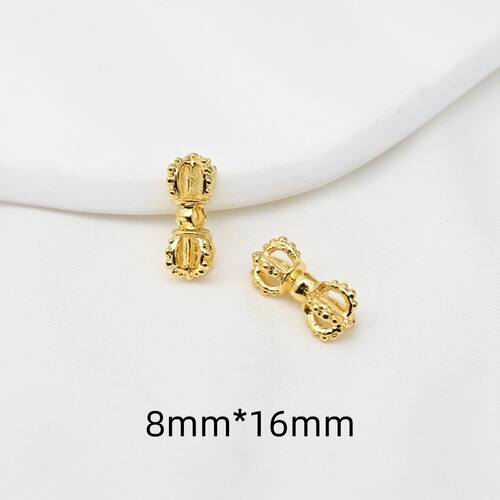 18k gold colorfast Vajra bell magic wand lucky charm spacer beads DIY jewelry accessories bracelet necklace handmade beads