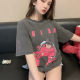 AKIRA Akeira Cartoon Vintage Vintage Washed Distressed Round Neck Loose Short-sleeved T-shirt for Men and Women