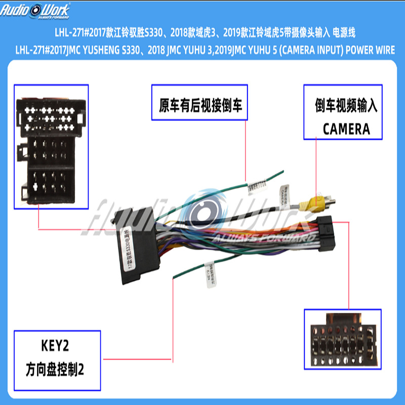 LHL-271#导航线材 安卓中控大屏电源线 适用2017款江铃驭胜S330