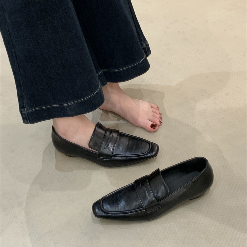 2025年新款小方头低跟女士穆勒鞋百搭气质皮鞋玛丽珍通勤单鞋|undefined