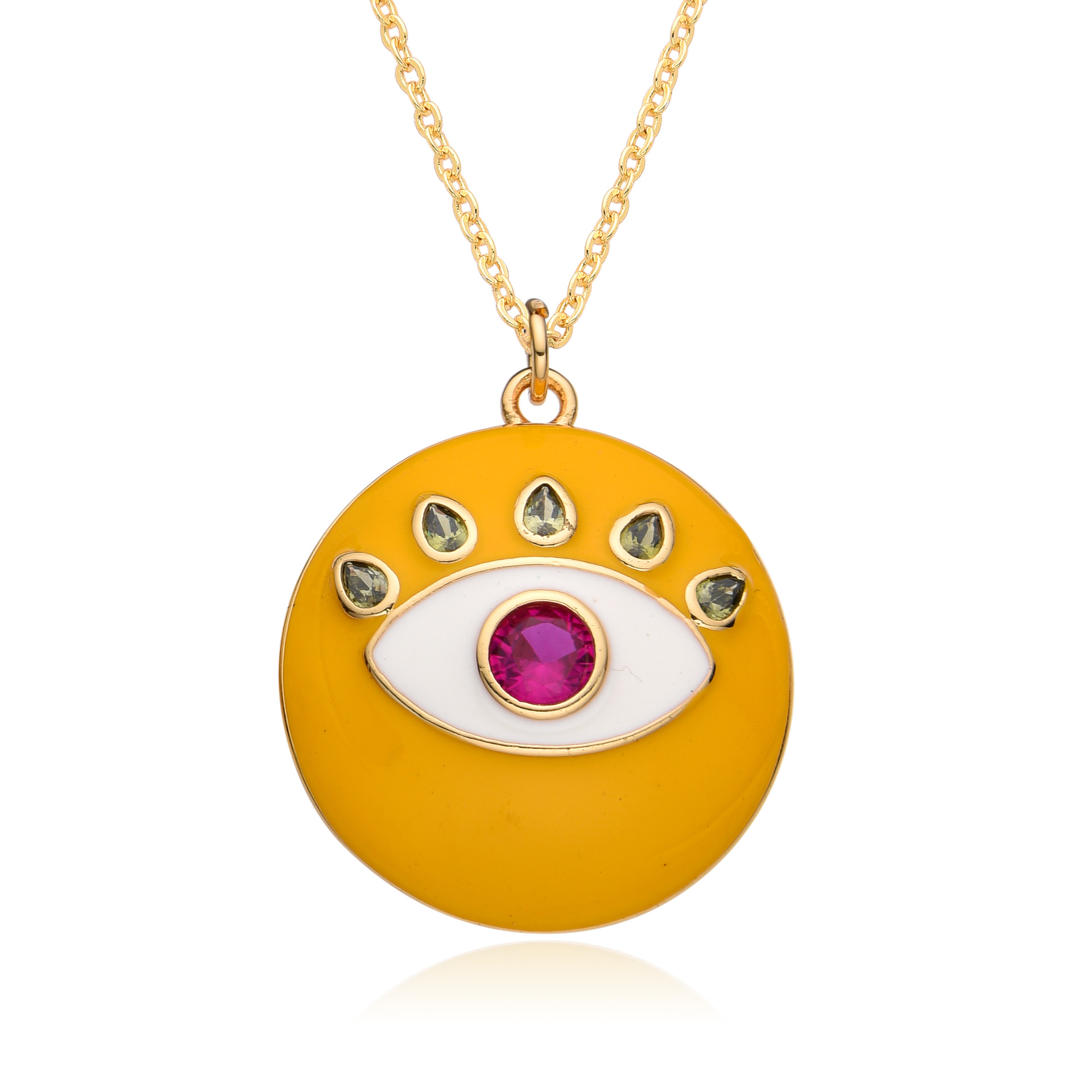 15g Weight Zircon Inlay Material Pendant Necklace Classification cable chain Chain Type 1 Piece Quantity Daily Occasion Copper Material Eye Pattern Women's Gender Plating, Inlay Design Retro, Classic Style Style Copper Retro Classic Style Eye Plating Inlay Zircon Pendant Necklace 4