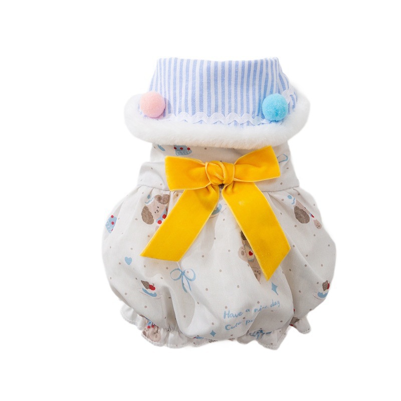 Nueva ropa de perro otoño invierno arco cálido vestido de princesa algodón peluche ropa de mascotas image 6