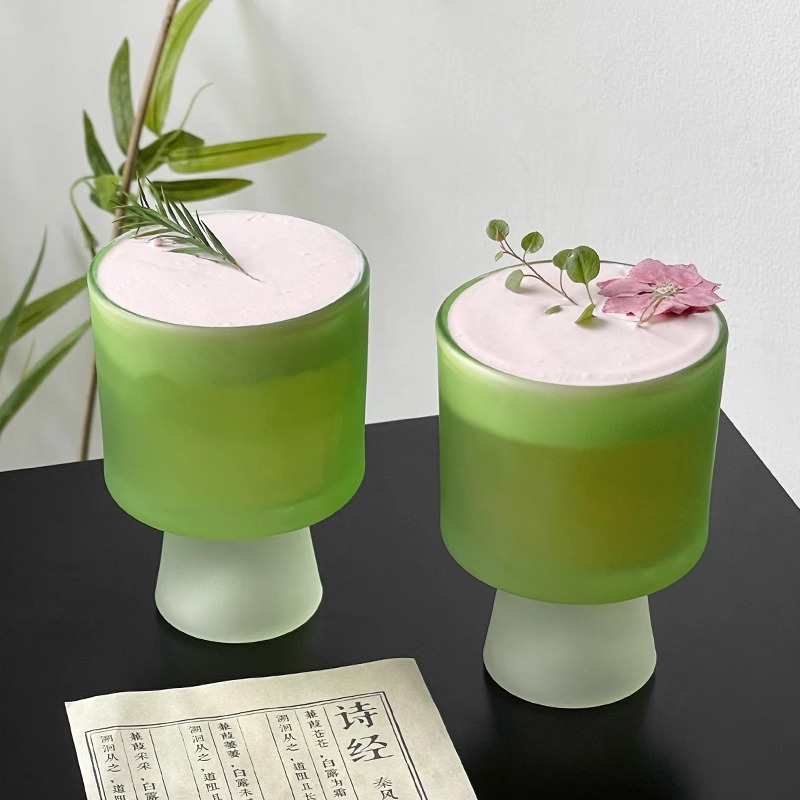 Taza de vidrio con textura mate de nicho Taza de personalidad de estilo ins Taza de bebida de sentido avanzado Taza de helado Taza de postre