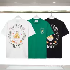 Casablanca Heavyweight Cotton Crewneck Short Sleeve T-Shirt for Men and Women Graphic Print Base Layer Top