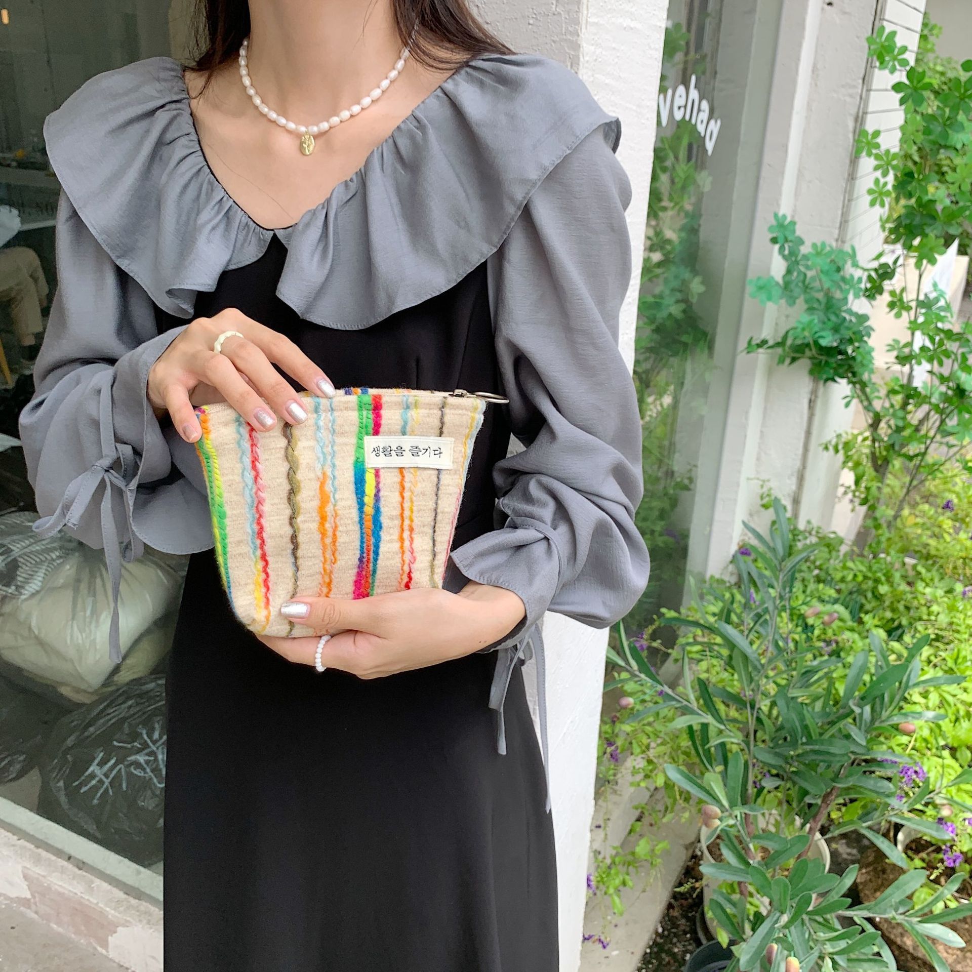 28131 InS-style color-blocking makeup bag, storage and organization bag for miscellaneous items, cute and easy to hold together, ladies' pocket money bag undefined