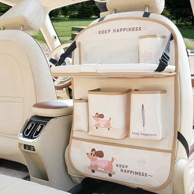 Creative Car-Mounted Folding Small Table Storage Hanging Bag Car Seat Back Storage Bag Car Trash Can Tissue Box (Car table board) - skateboard-puppy-storage-bag-z-style