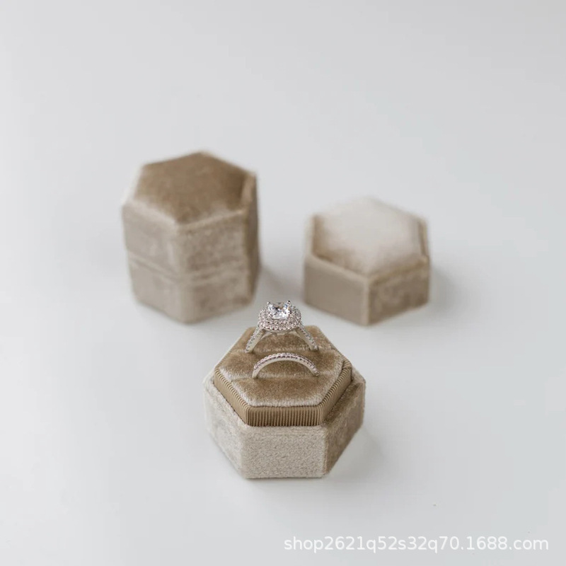 Etsy人気ホットスタンプ六角形ハクチョウベルベットリングボックスシングルスロットダブルスロット结婚式プロポーズ周年记念プレゼント|undefined