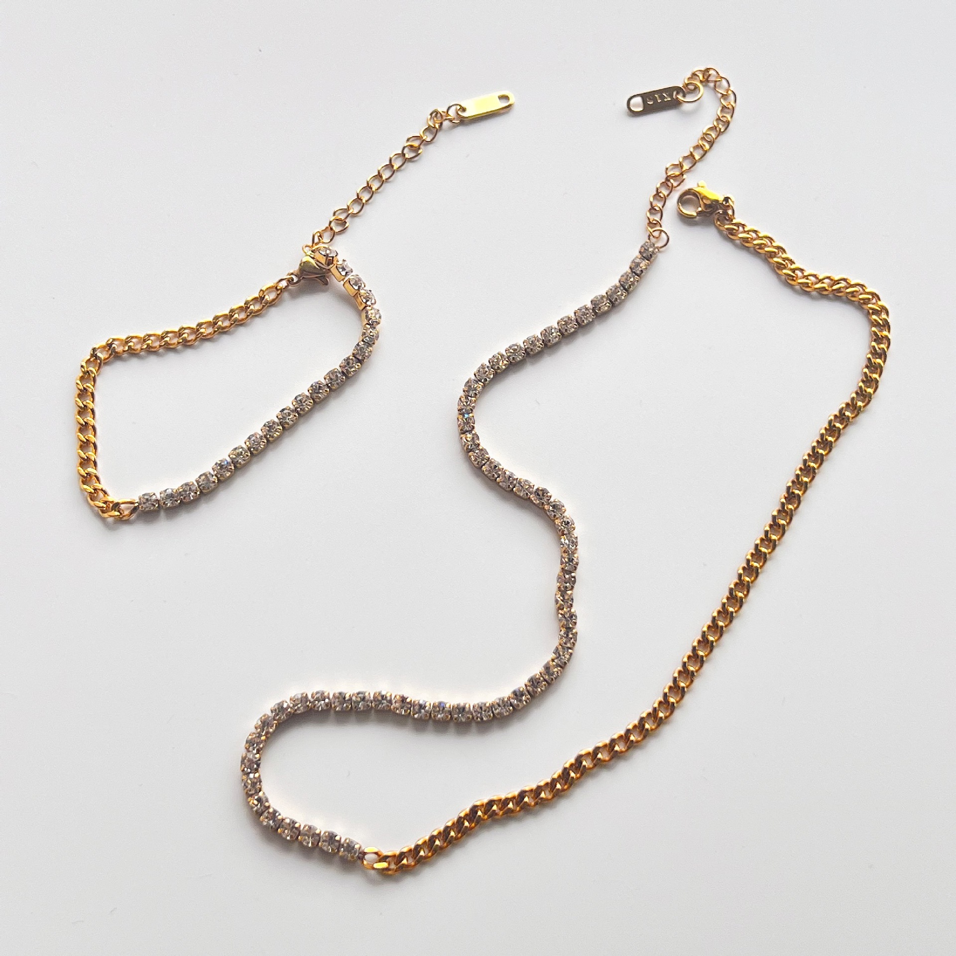 Women'S Gender Wholesale Glam Solid Color Titanium Steel Zircon Necklace