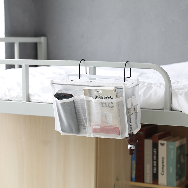 Nuevo dormitorio Estudiante universitario Almacenamiento de cabecera bolsa colgante canasta de almacenamiento de lona tela de lino de algodón Estilo nórdico Almacenamiento de noche canasta colgante