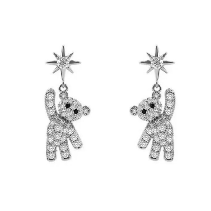 실버 곰 귀걸이