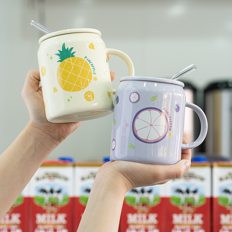 Creativo de paja taza cerámica fruta al por mayor ceremonia apertura regalo impresión publicidad logo agua