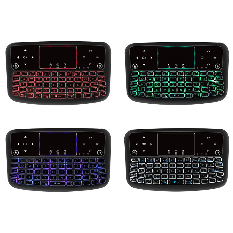 Mini teclado inalámbrico ardilla voladora aérea carga transfronteriza panel táctil plano teclado de control remoto retroiluminado de 7 colores