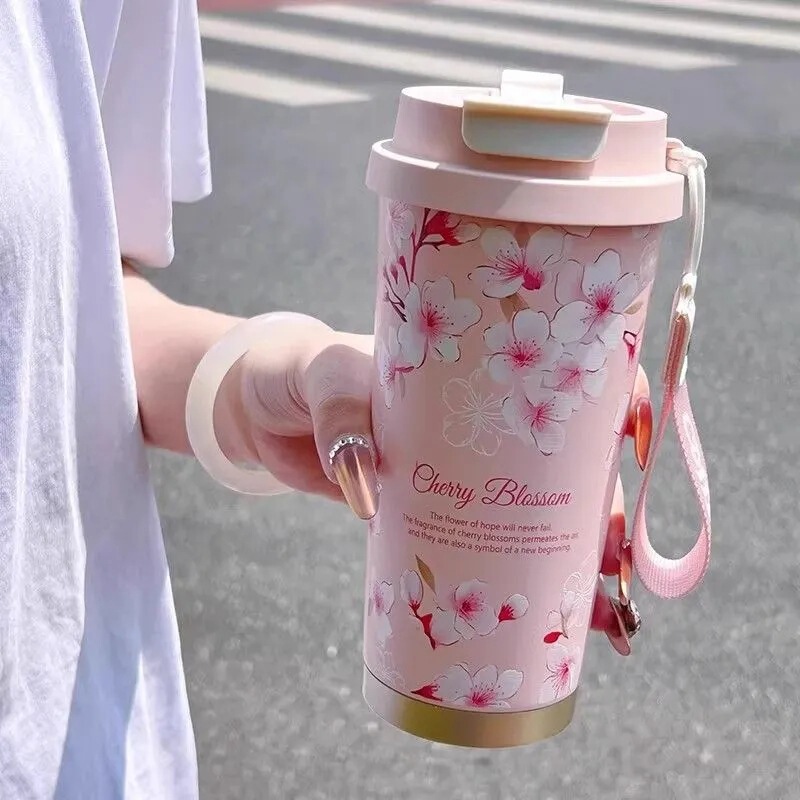 玲兰花保温杯316咖啡杯子女生高颜值双饮水杯梵高铃兰花水杯礼品|undefined